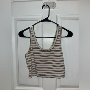 Brown and White Striped Tank Top